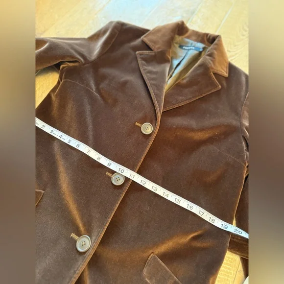 Vintage Prague Brown Velvet Belted Blazer Jacket - Women L - Picture 5 of 10